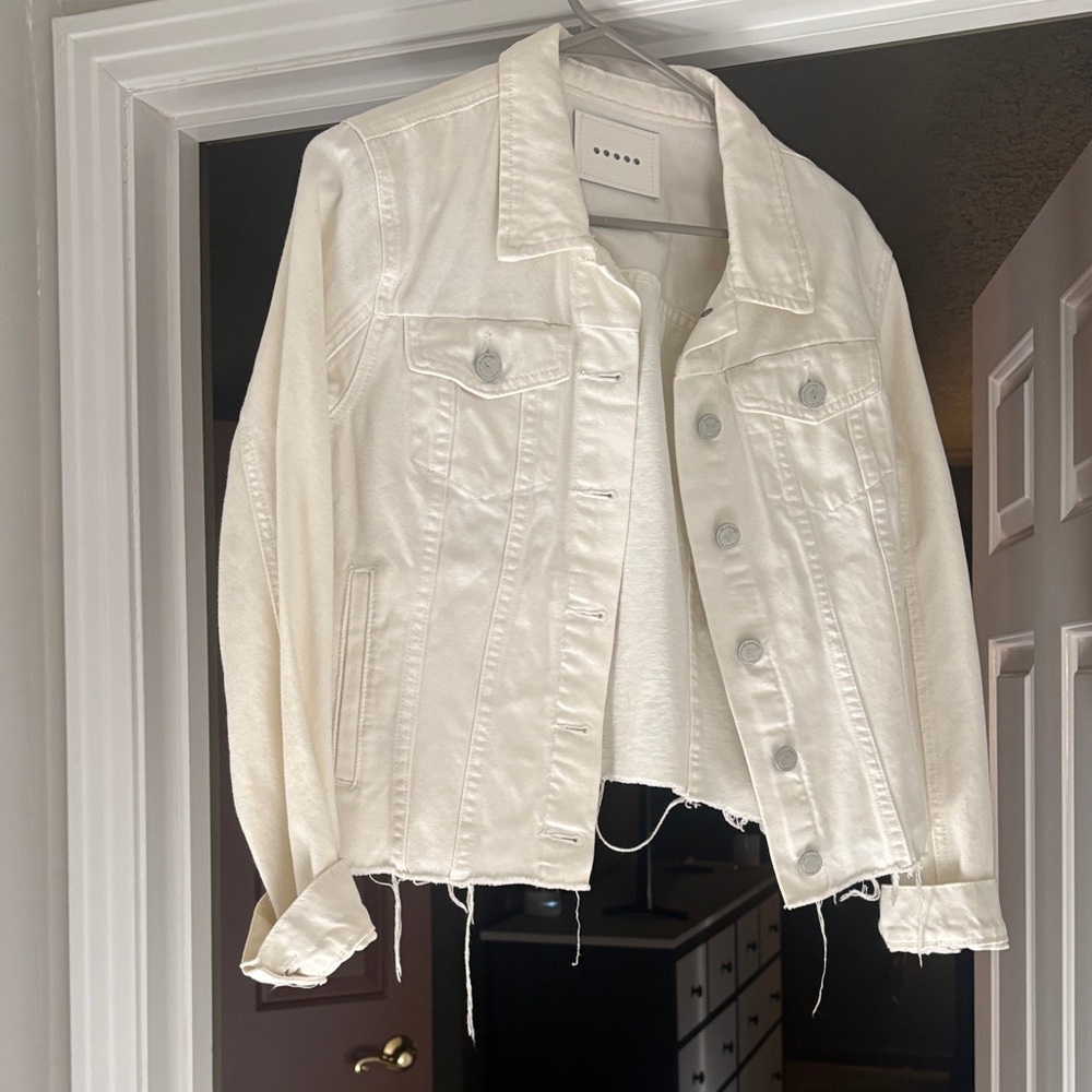 Blank NYC Cream Denim Jacket